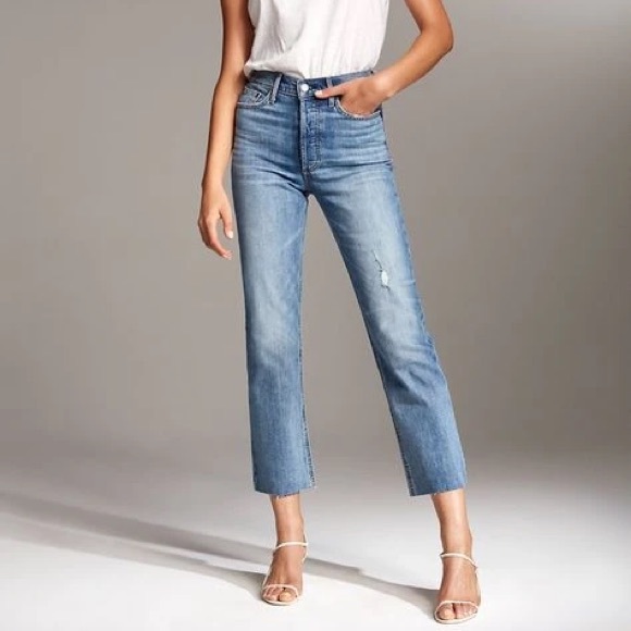 Denim forum arlo high rise straight jeans 28L in blue - Picture 2 of 4